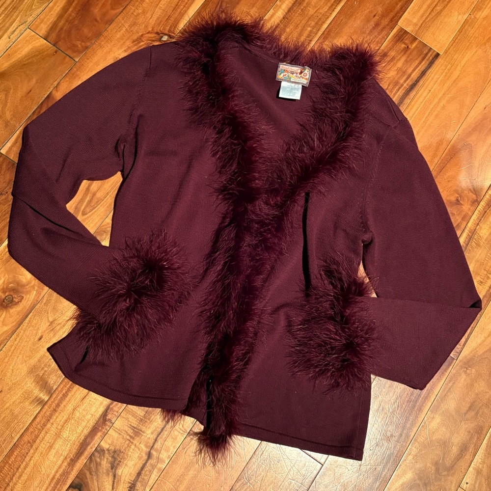 Y2K FUR TRIM CARDIGAN WHIMSIGOTH VINTAGE WITCHY